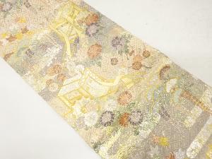 佐賀錦　御所車に花模様織り出し袋帯